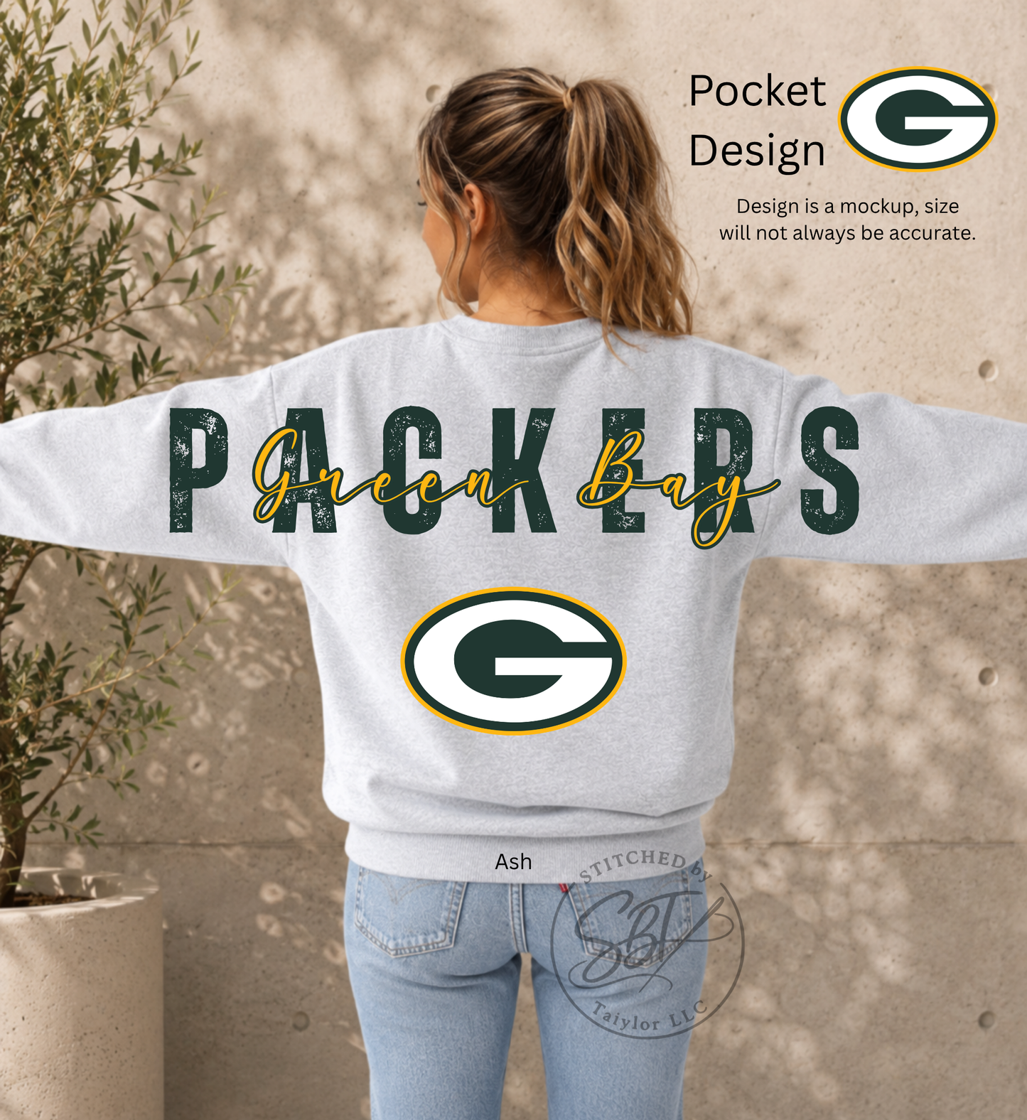 GB Packers Football Big Back Printed Crewneck