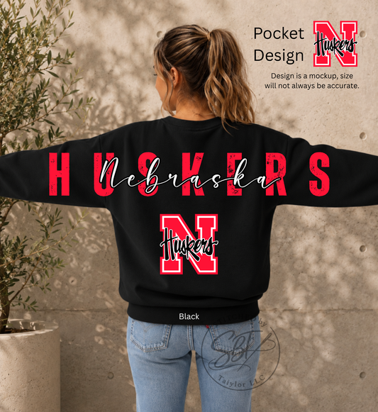 Huskers Big Back Printed Crewneck