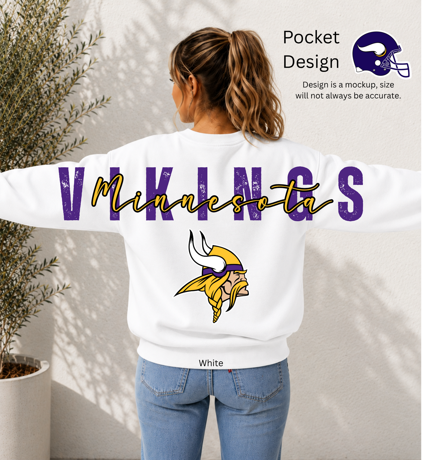 Vikings Football Big Back Printed Crewneck
