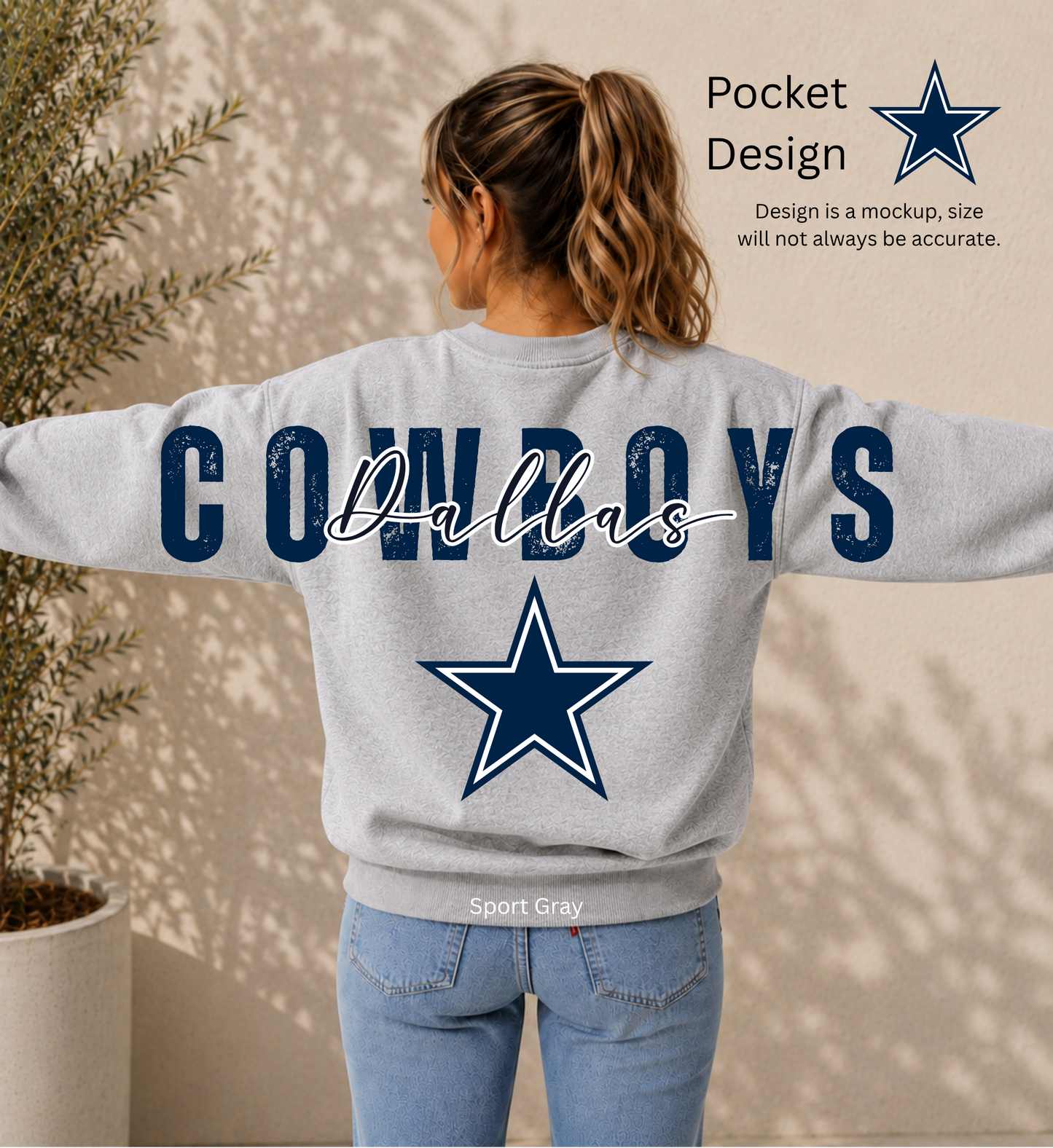 Cowboys Football Big Back Printed Crewneck