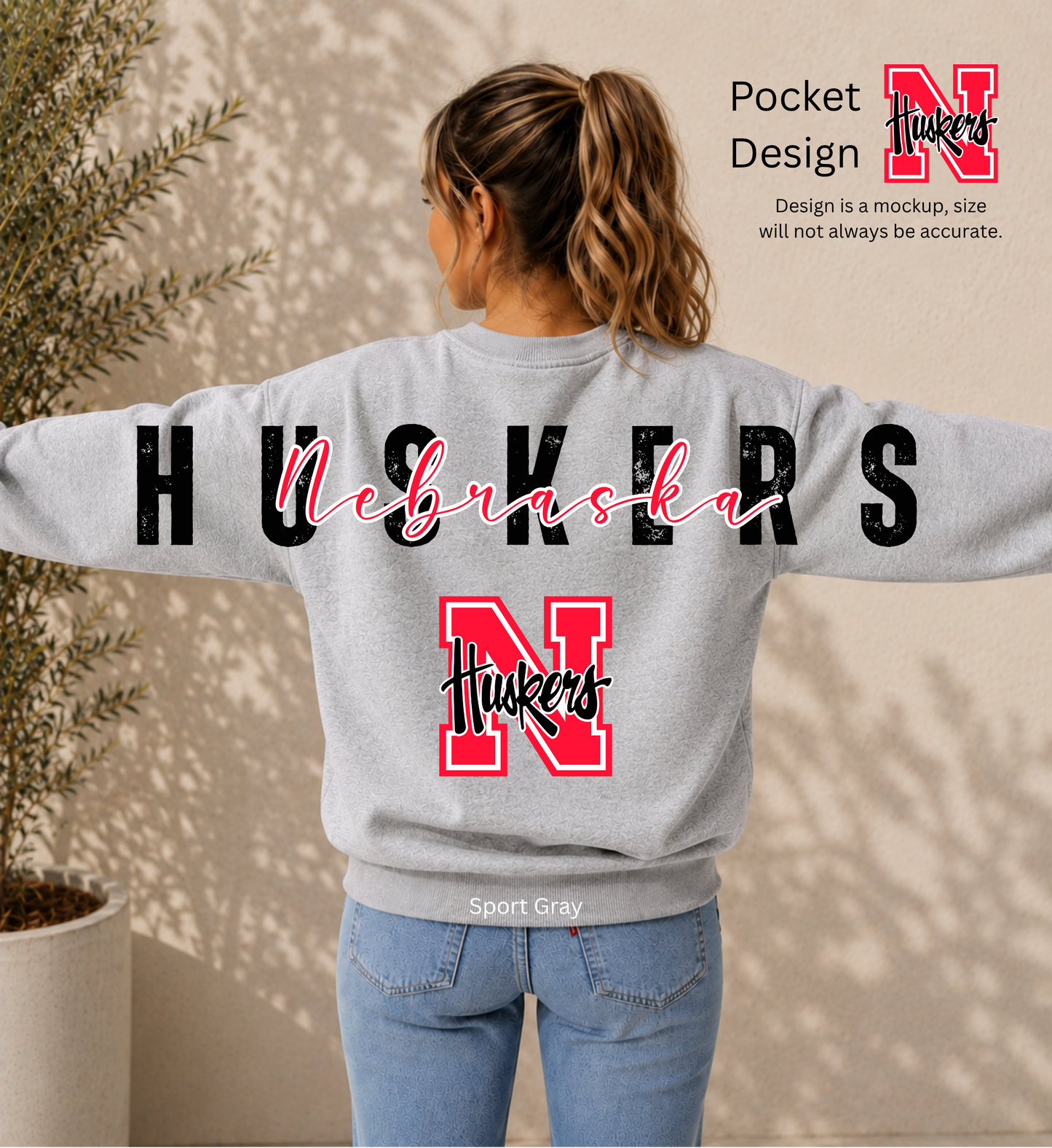 Huskers Big Back Printed Crewneck