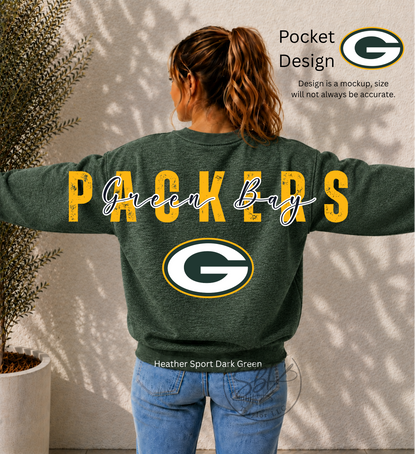 GB Packers Football Big Back Printed Crewneck