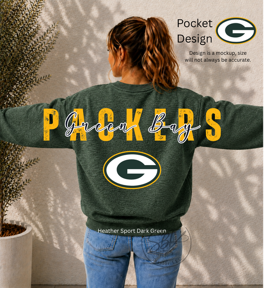 GB Packers Football Big Back Printed Crewneck