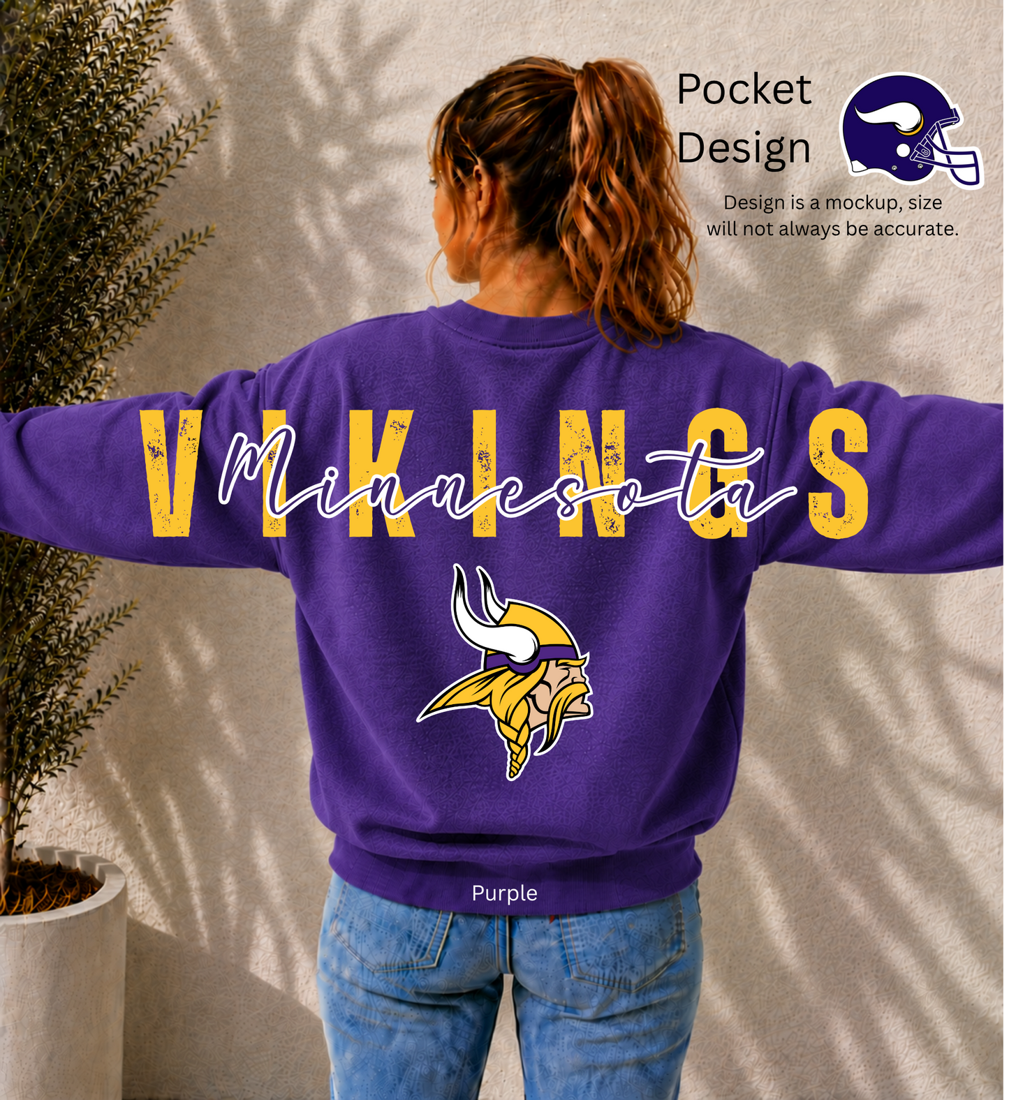 Vikings Football Big Back Printed Crewneck
