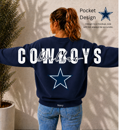 Cowboys Football Big Back Printed Crewneck