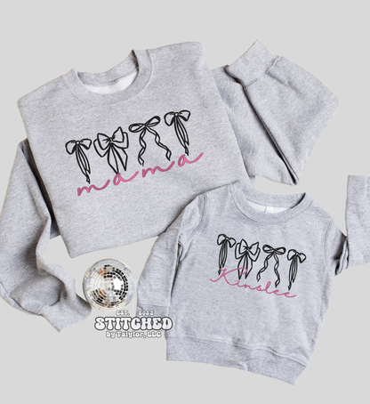 INFANT Mini Matching Bow Name Sweatshirts - Embroidered