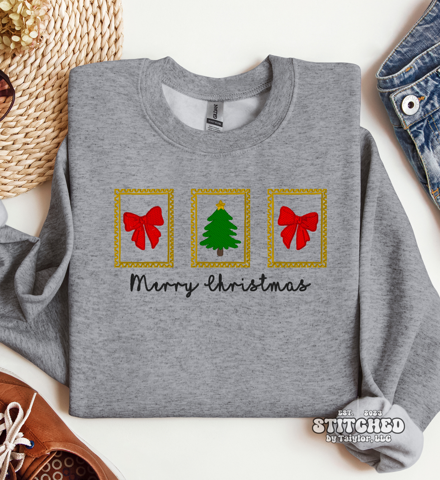Merry Christmas Stamps - Embroidered