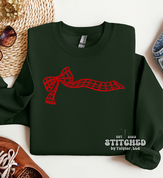 Holiday Bow (with or without initials) - Embroidered