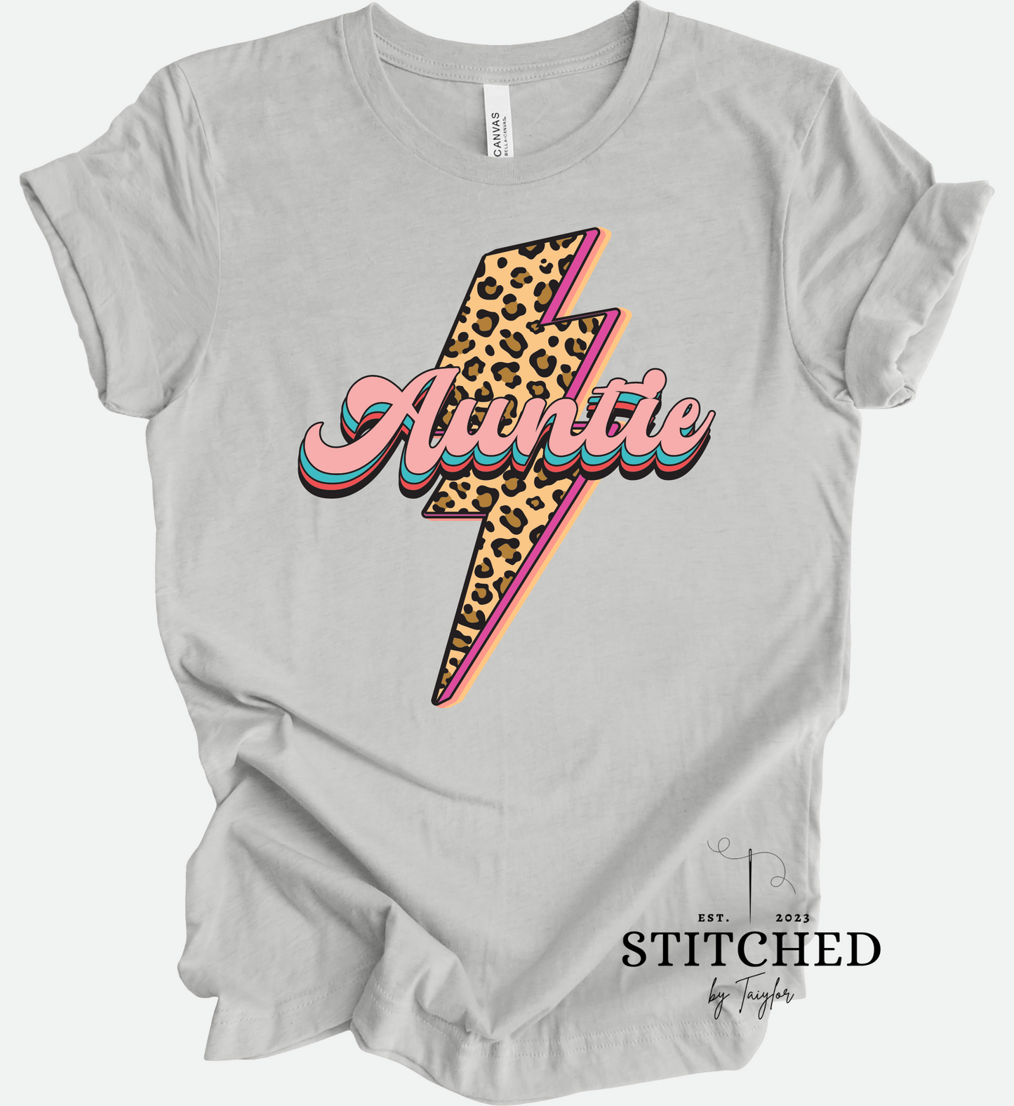 Auntie - cheetah lightening bolt (printed)