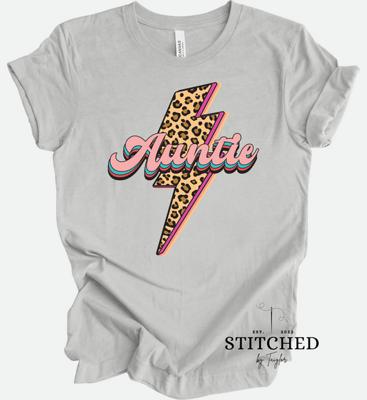Auntie - cheetah lightening bolt (printed)