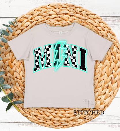 MINI Teal Lightening Bolt Infant/Toddler/Youth (printed)