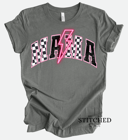 MAMA Pink Checkered Lightening (printed)