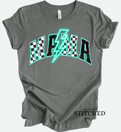 MAMA Teal Checkered Lightening (printed)