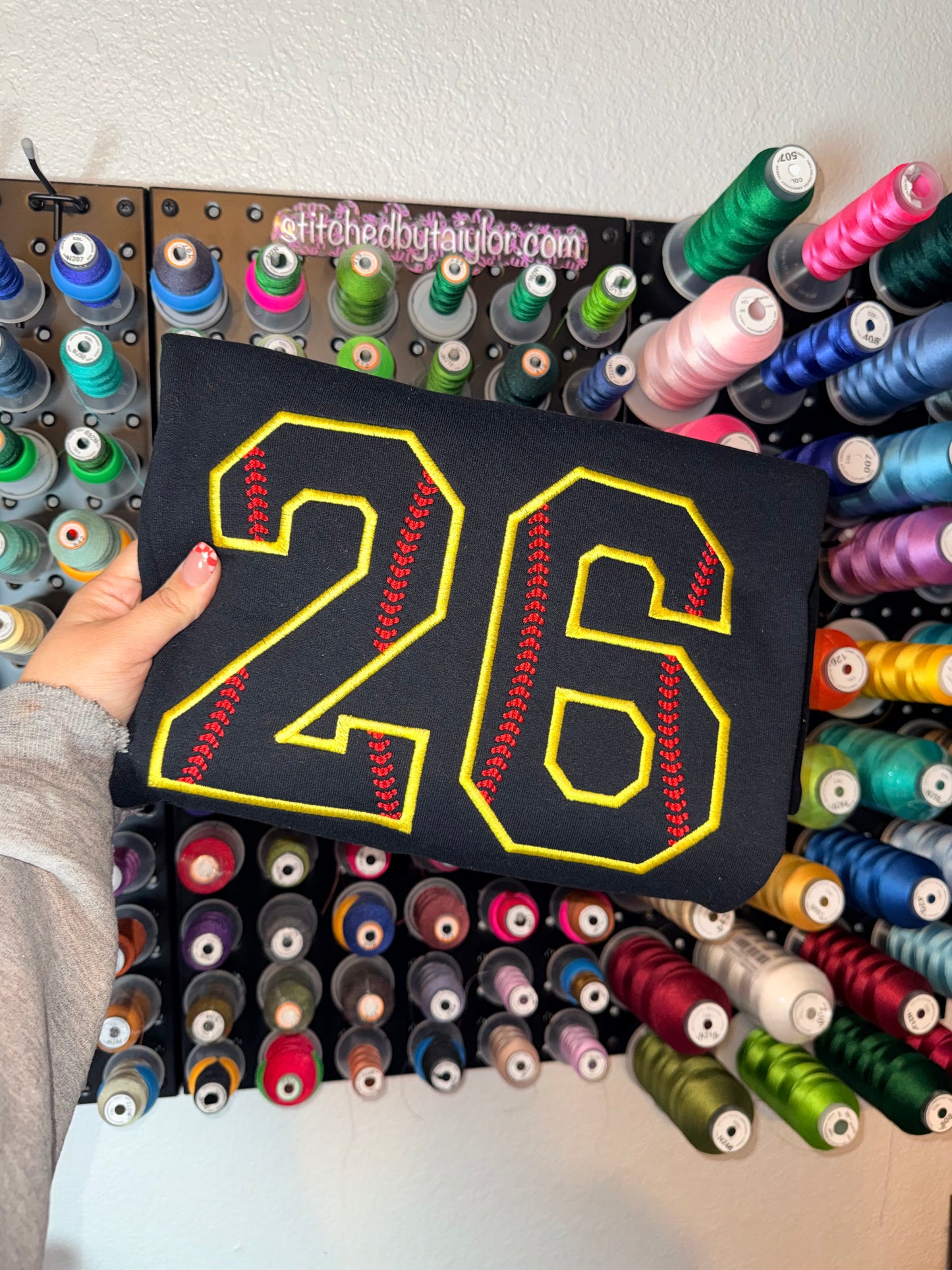 Baseball/Softball Number | Embroidered Tee | Embroidered Crewneck