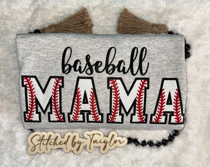 Baseball/Softball MAMA Glitter Crewneck - Optional Sleeve