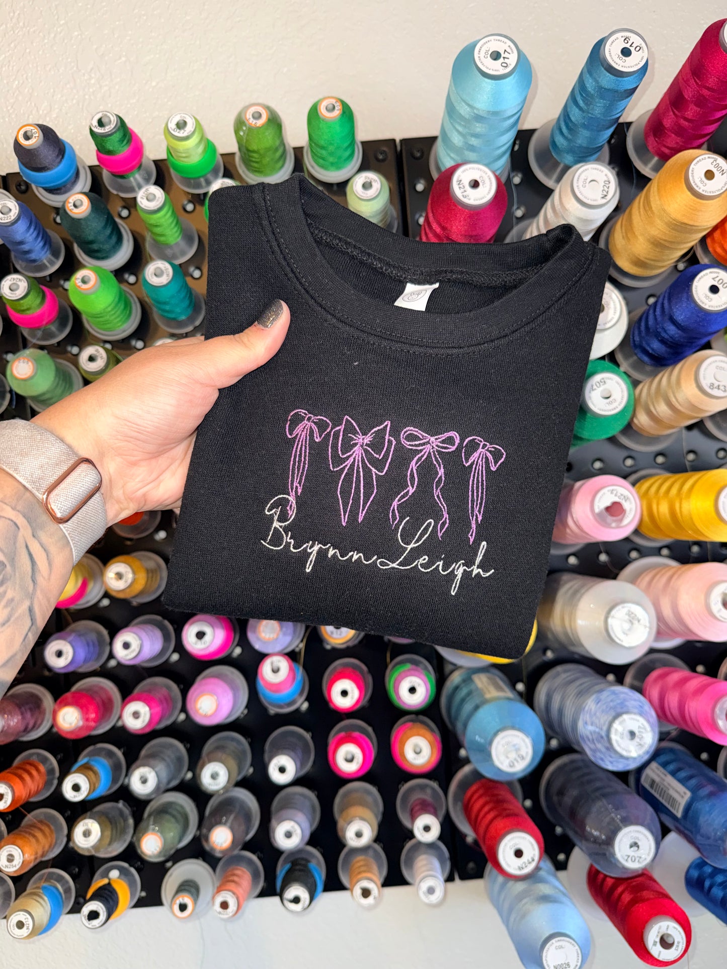 YOUTH Mini Matching Bow Name Sweatshirts - Embroidered