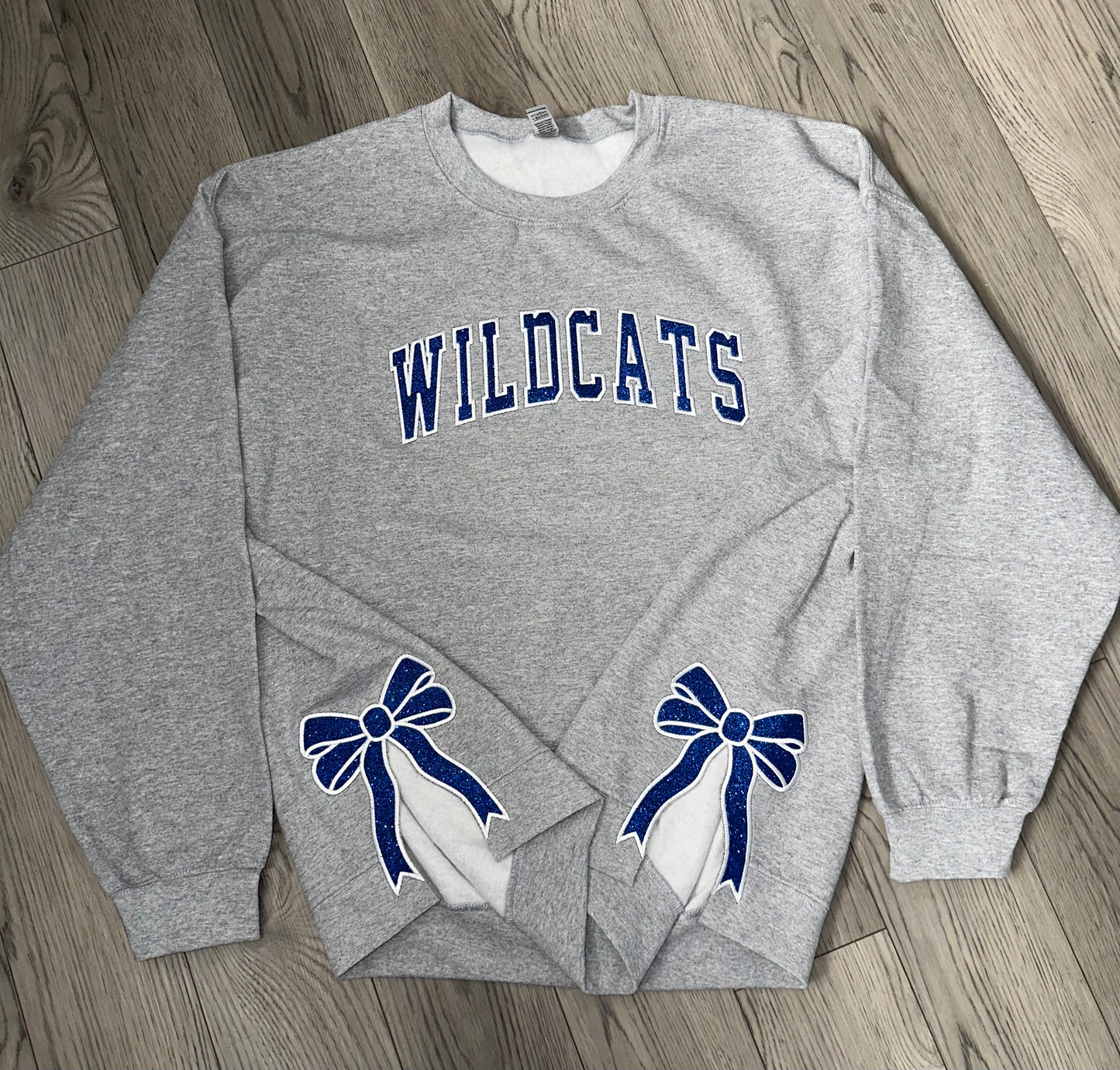 Glitter Split Bow Sweatshirt with CUSTOM Name on Front Chest (please read caption)