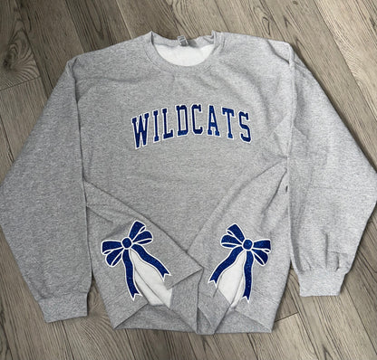 Glitter Split Bow Sweatshirt with CUSTOM Name on Front Chest (please read caption)