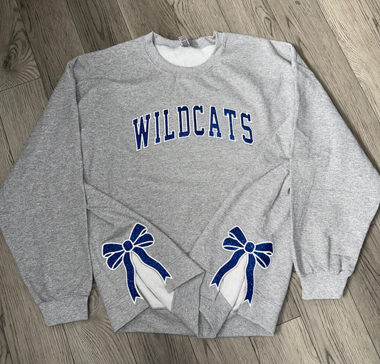 Glitter Split Bow Sweatshirt with CUSTOM Name on Front Chest (please read caption)