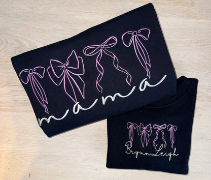 INFANT Mini Matching Bow Name Sweatshirts - Embroidered