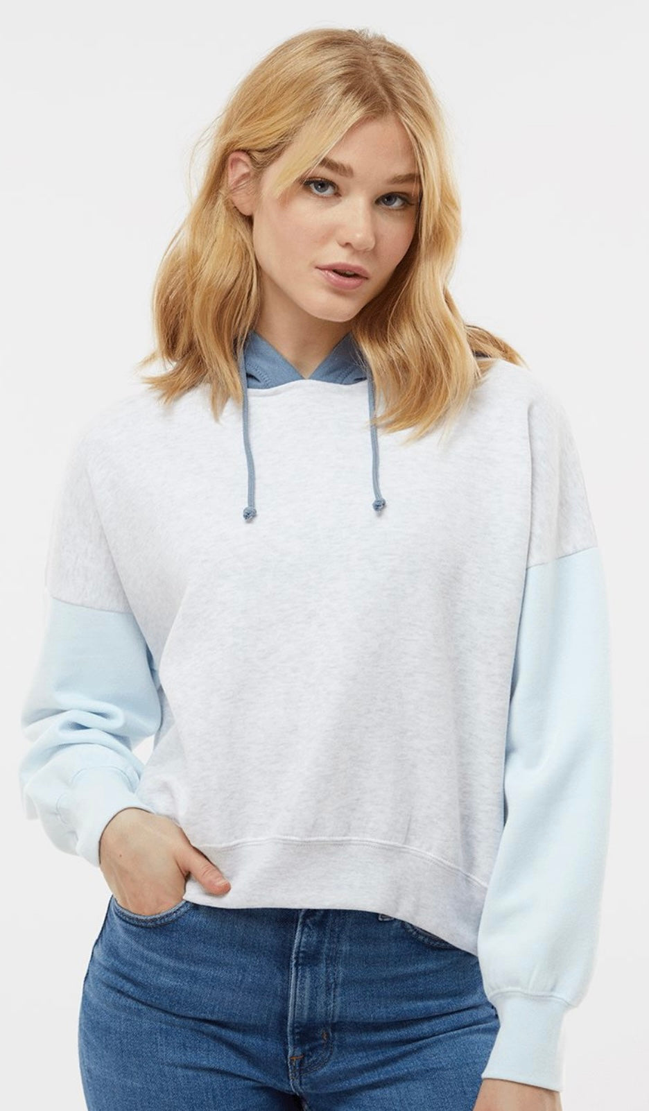 color block cropped hoodie (please read the description)