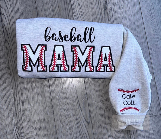 Baseball/Softball MAMA Glitter Crewneck - Optional Sleeve