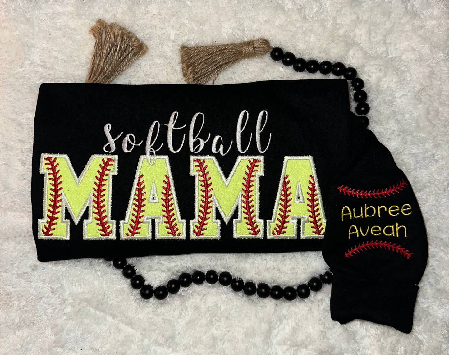 Baseball/Softball MAMA Glitter Crewneck - Optional Sleeve