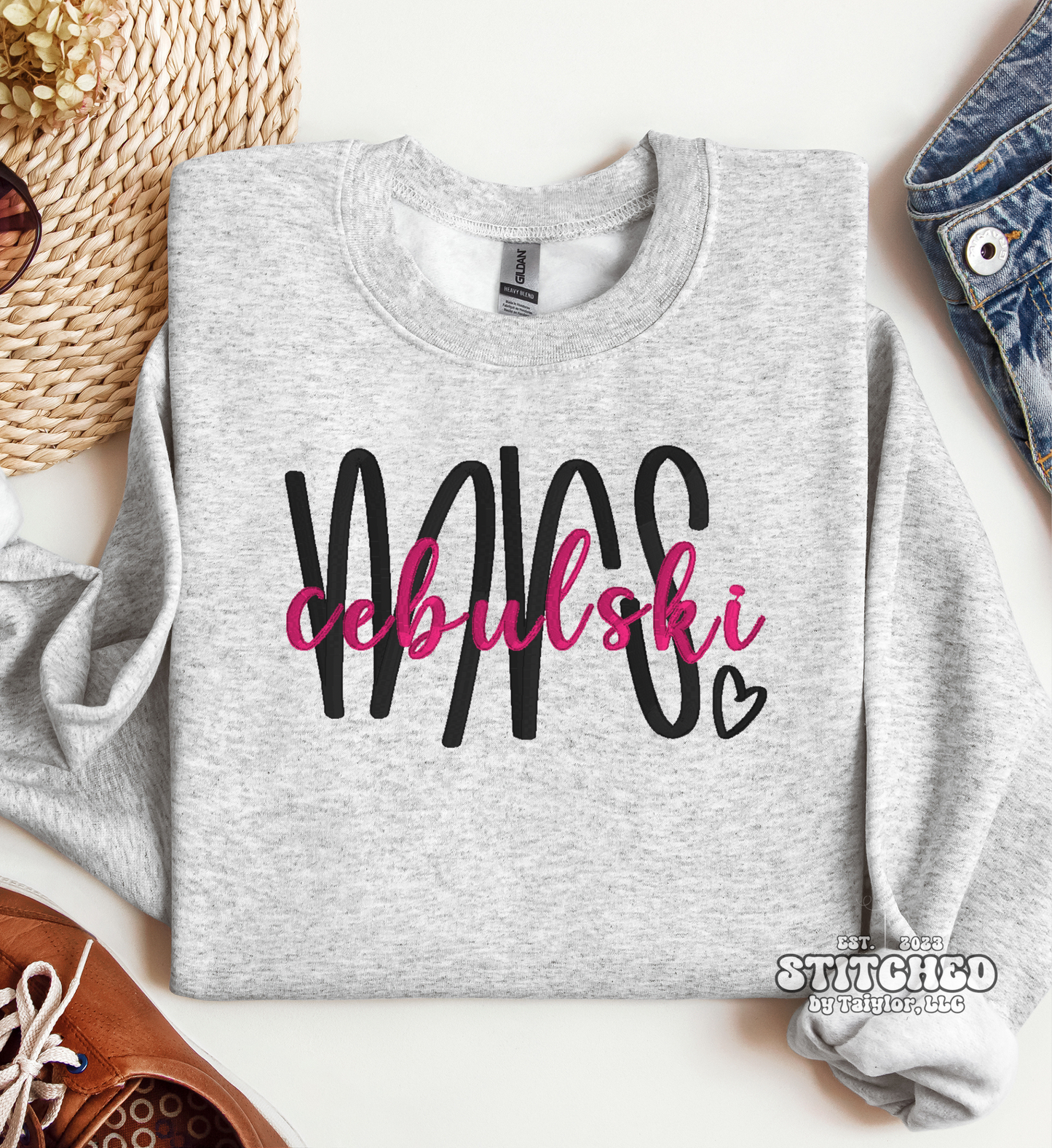 Mrs. Heart WITH Name - EMBROIDERED