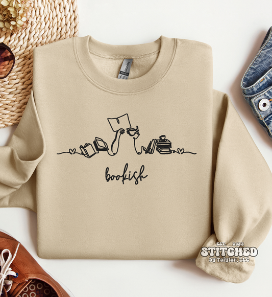 Bookish Line Art - EMBROIDERED