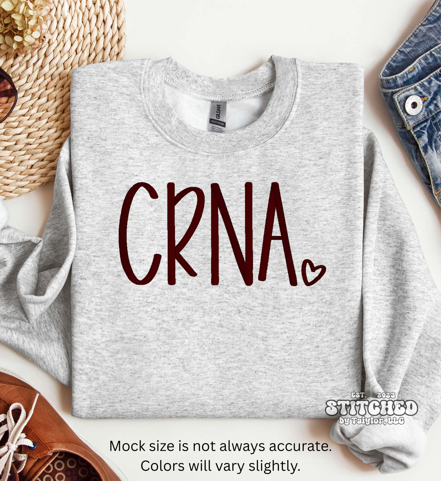 CRNA Heart | Embroidered Tee | Embroidered Crewneck