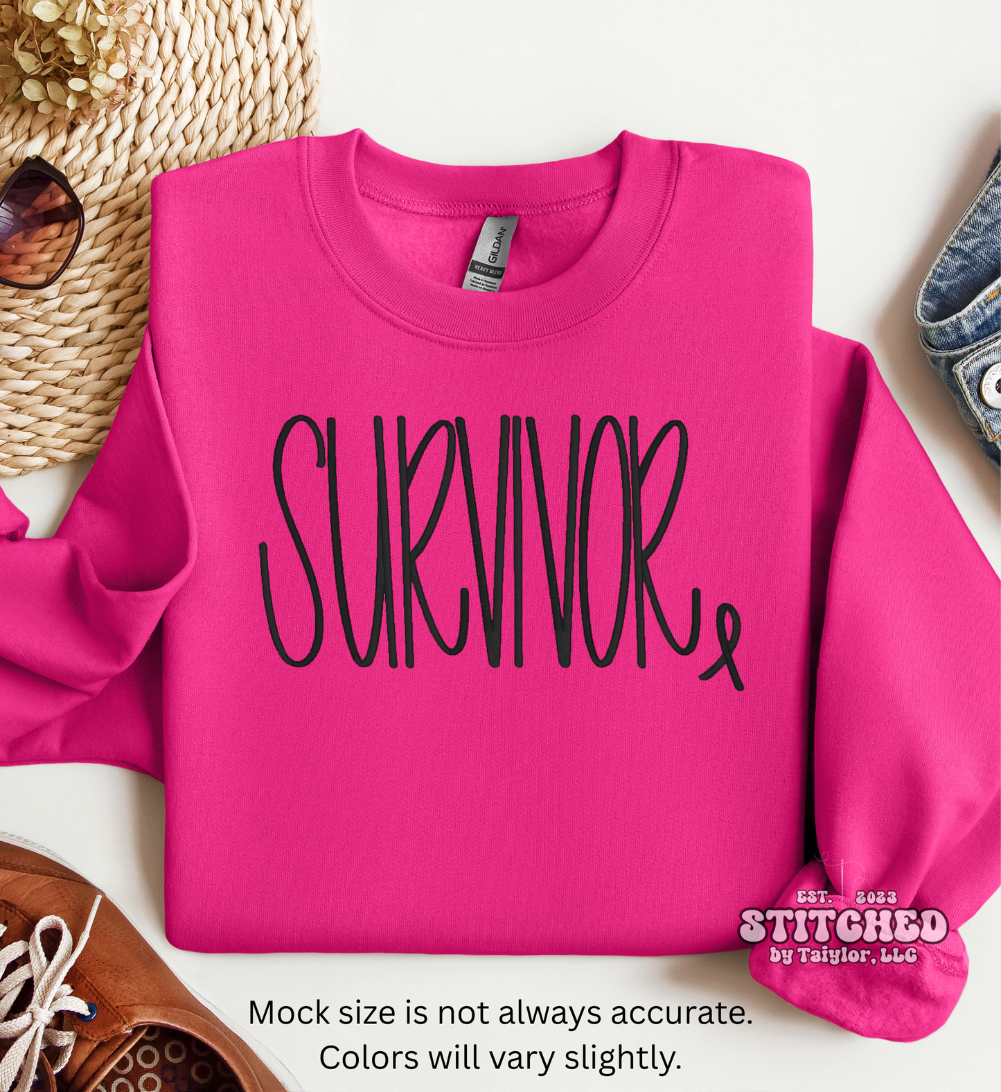 Survivor Heart | Embroidered Tee | Embroidered Crewneck