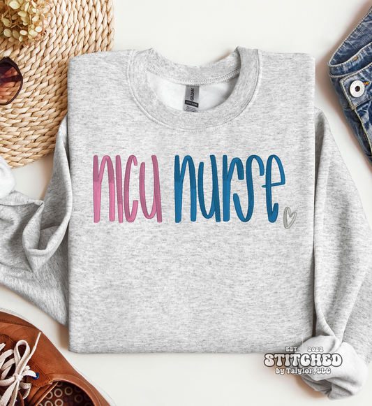 nicu nurse heart - EMBROIDERED