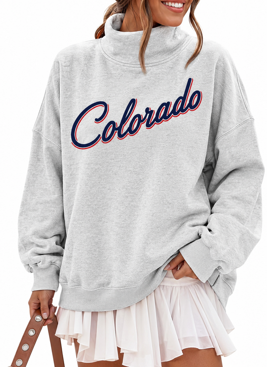Colorado Shadow Script Mock Neck | Embroidered Mock Neck (Read Description)