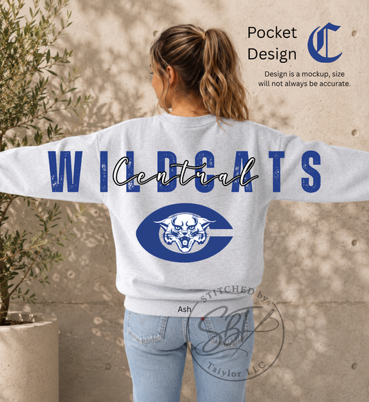 Central Wildcats Big Back Printed Crewneck
