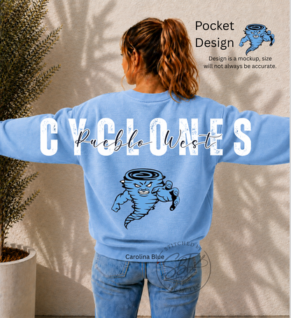 Pueblo West Cyclones Big Back Printed Crewneck