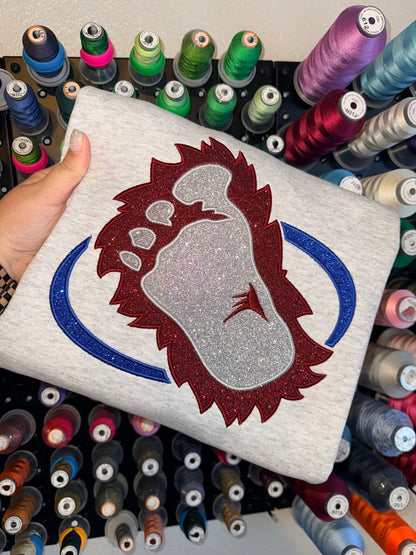 Colorado Avalanche Foot Glitter Logo - Embroidered
