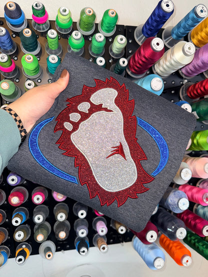 Colorado Avalanche Foot Glitter Logo - Embroidered