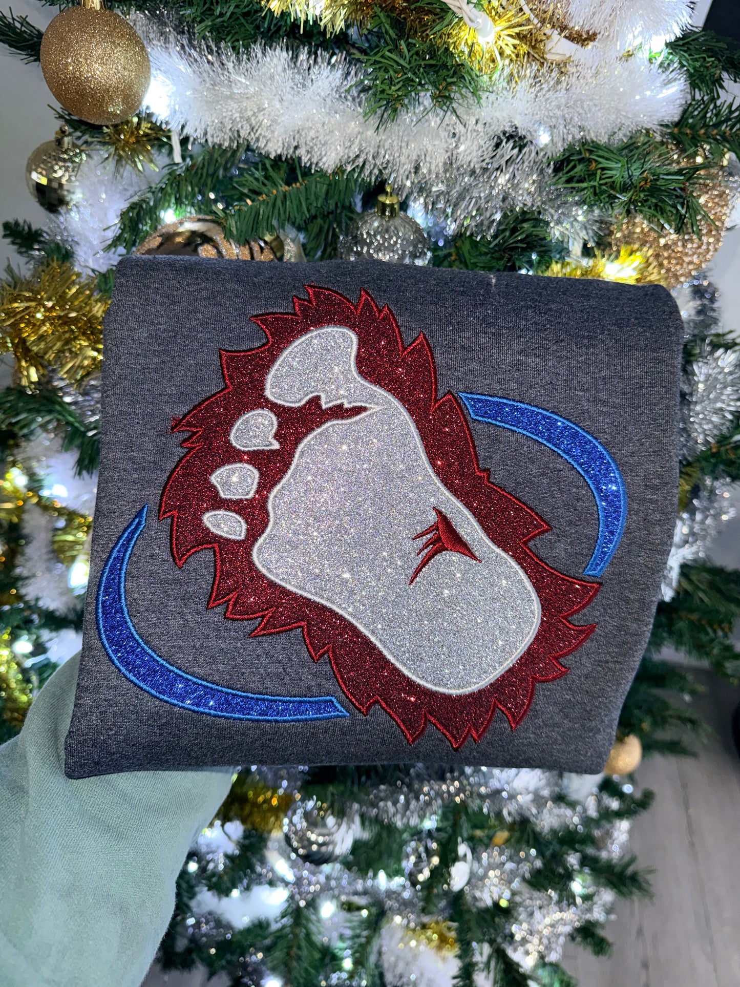 Colorado Avalanche Foot Glitter Logo - Embroidered