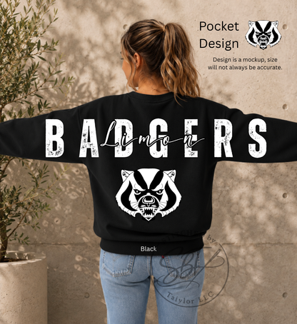 Limon Badgers Big Back Printed Crewneck