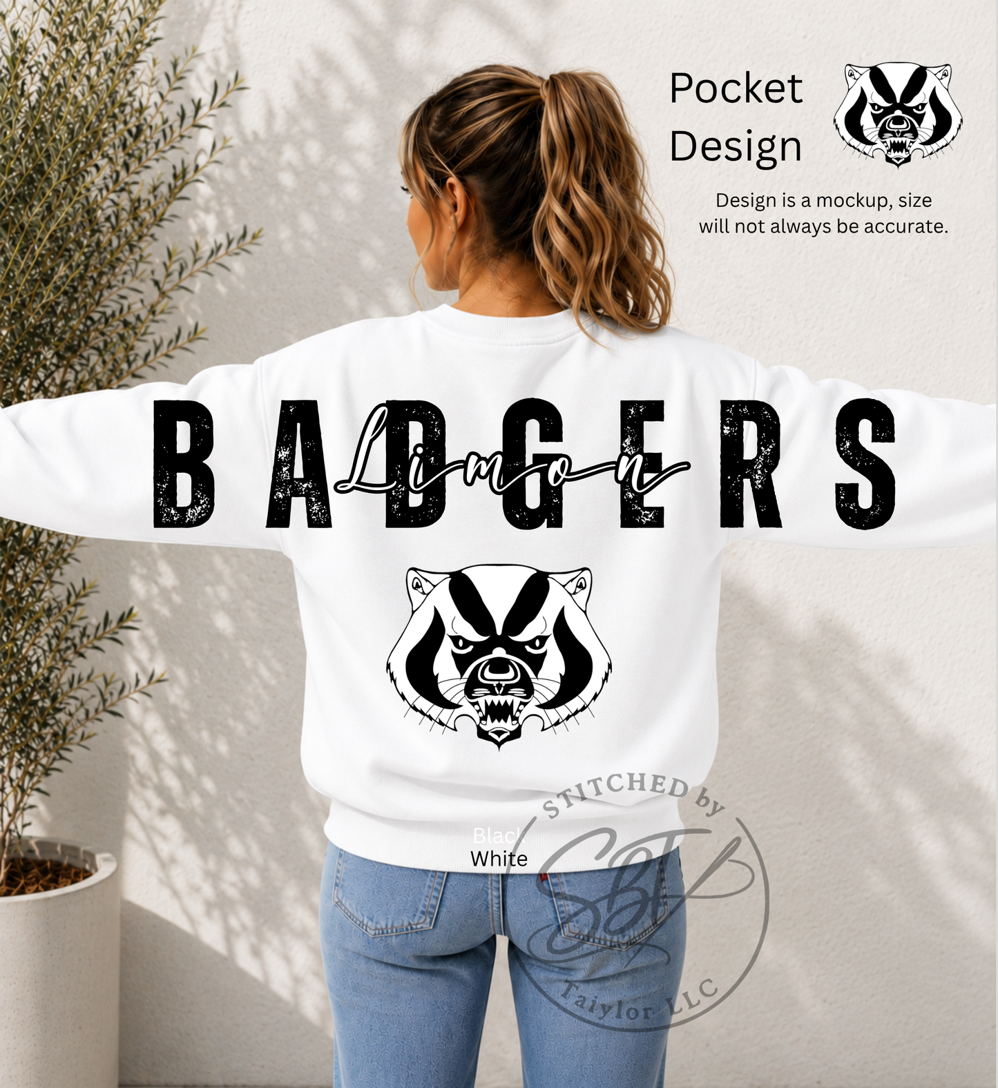 Limon Badgers Big Back Printed Crewneck