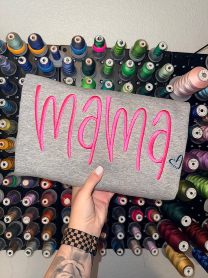 mama heart - EMBROIDERED