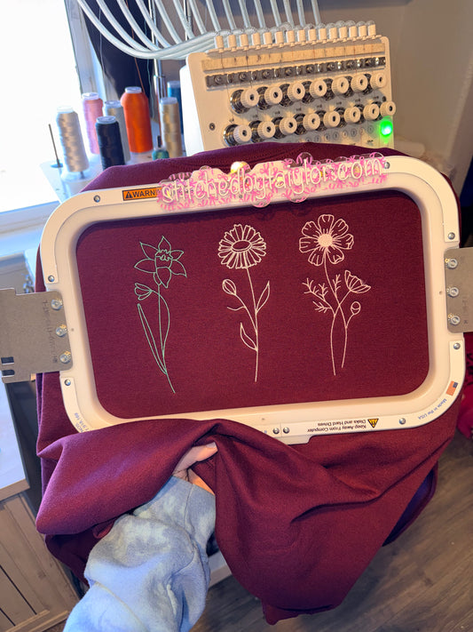 Birth Month Flower Design - Embroidered