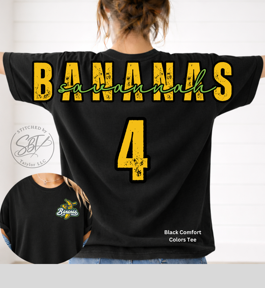 Custom Bananas Baseball Tee | Personalized Name & Number Shirt - PRINTED