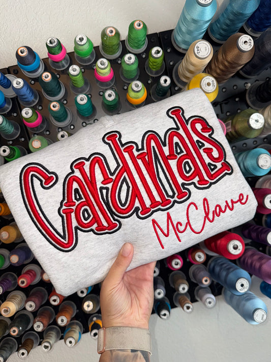 CARDINALS PUFF - Embroidered