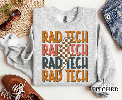 Rad Tech - checkered lightening bolt (printed)