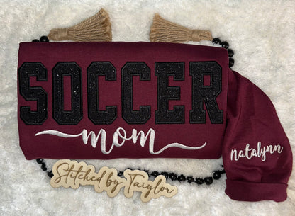 SOCCER Mom Glitter Design - Optional Sleeve