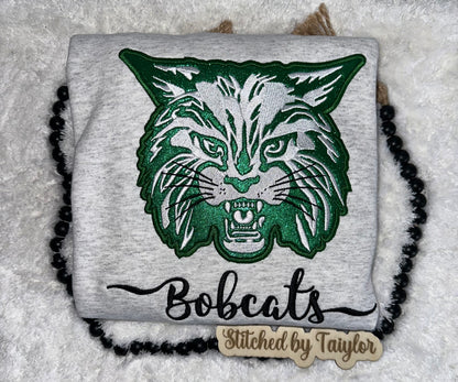 Bobcat Glitter Logo (with OPTIONAL wording) - Embroidered