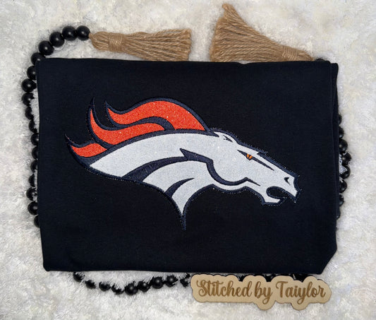 Bronco Head Glitter - Embroidered