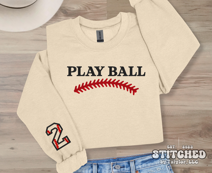 PLAY BALL (optional sleeve) - Embroidered