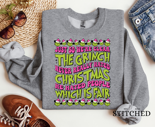 The Grinch Hates People, Not Christmas (printed)